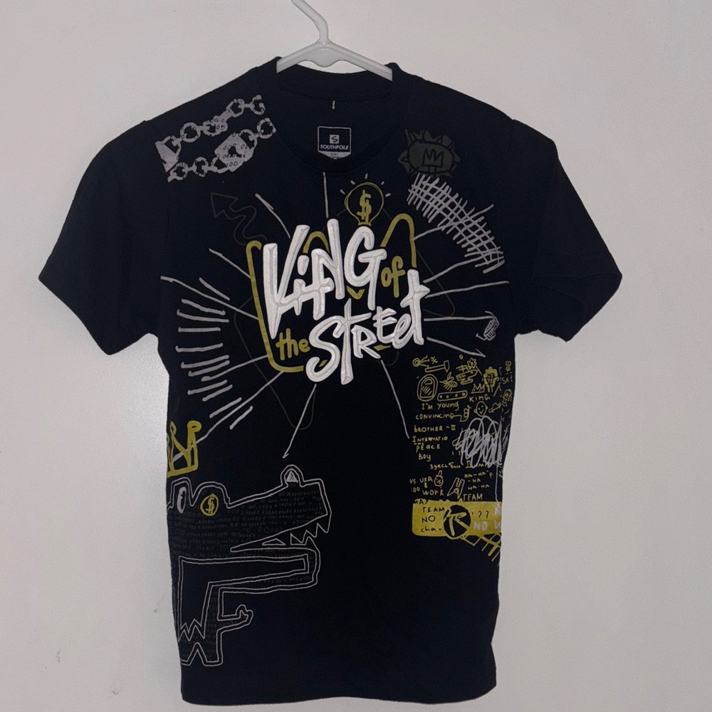 South Pole Black Tee with Yellow and White Accents